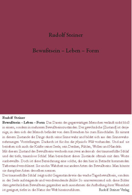 Bewusstsein - Leben - Form - Rudolf Steiner