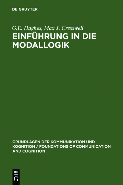 Einführung in die Modallogik - G.E. Hughes, Max J. Cresswell