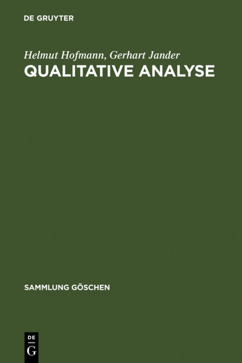 Qualitative Analyse - Helmut Hofmann, Gerhart Jander