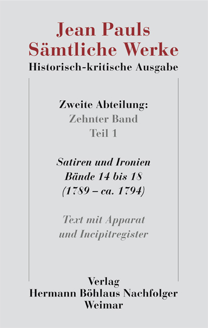 Jean Pauls Sämtliche Werke. Historisch-kritische Ausgabe - Jean Paul