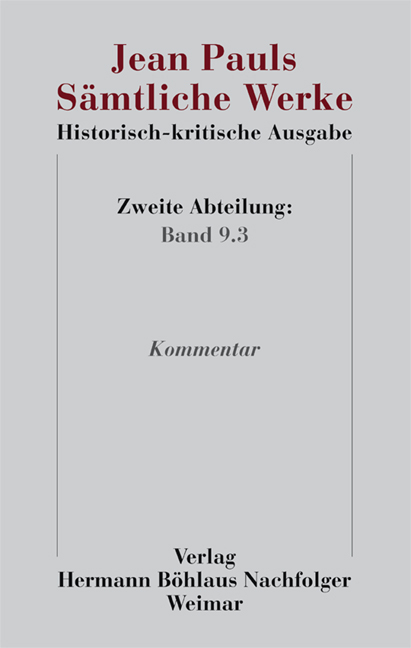 Jean Pauls Sämtliche Werke. Historisch-kritische Ausgabe - Jean Paul