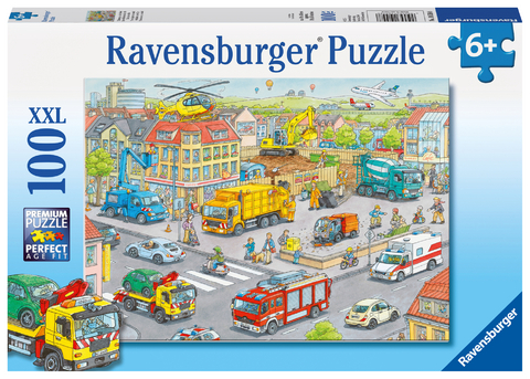 Ravensburger Kinderpuzzle - 10558 Fahrzeuge in der Stadt - Puzzle für Kinder ab 6 Jahren, mit 100 Teilen im XXL-Format