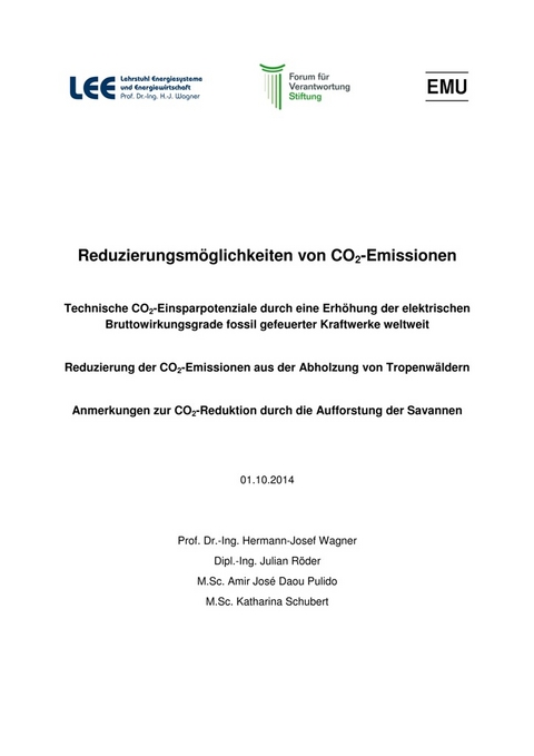 Reduzierungsmöglichkeiten von CO2-Emmissionen - Hermann-Josef Wagner, Julian Röder, Amir Jose´ Daou Pulido, Katharina Schubert