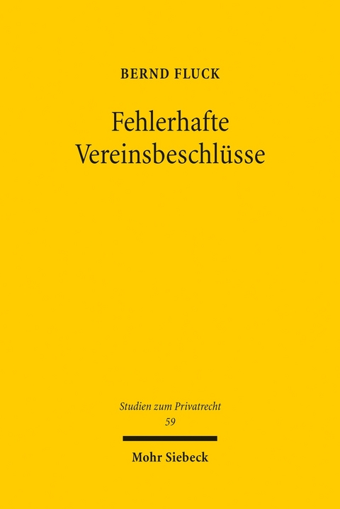 Fehlerhafte Vereinsbeschlüsse -  Bernd Fluck