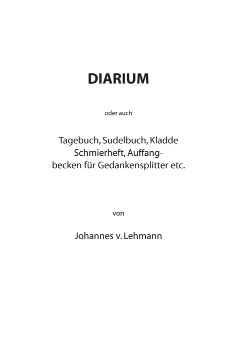 Diarium -  Johannes von Lehmann