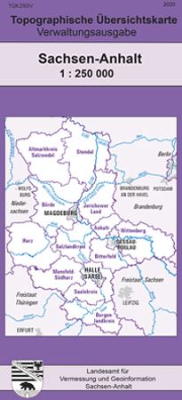 Topographische Übersichtskarte Sachsen-Anhalt 1:250 000