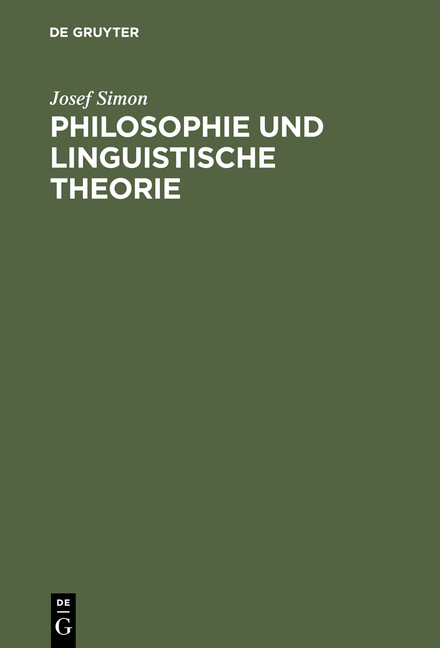 Philosophie und linguistische Theorie - Josef Simon