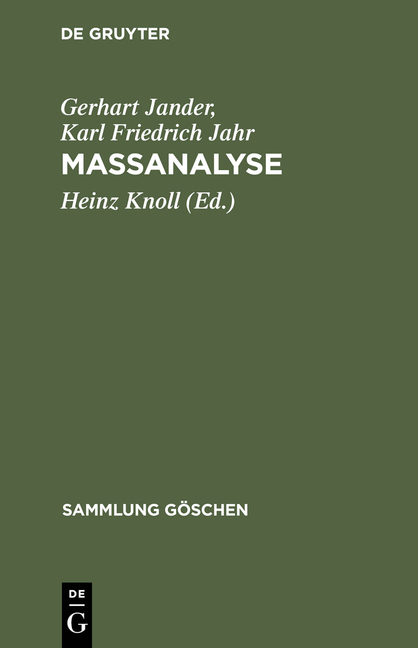 Massanalyse - Gerhart Jander, Karl Friedrich Jahr