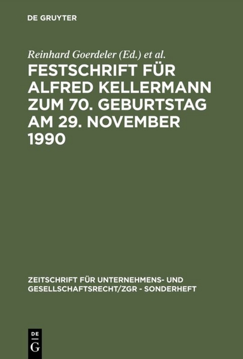 Festschrift für Alfred Kellermann zum 70. Geburtstag am 29. November 1990 - 