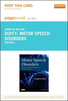 Motor Speech Disorders- Elsevier eBook on Intel Education Study (Retail Access Card) - Joseph R. Duffy