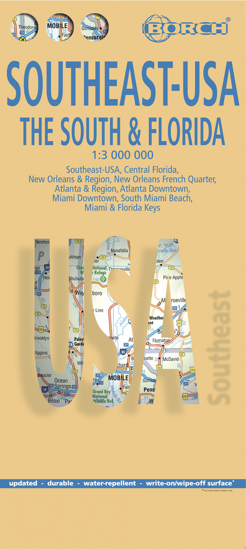 USA Southeast - The South & Florida, Borch Map