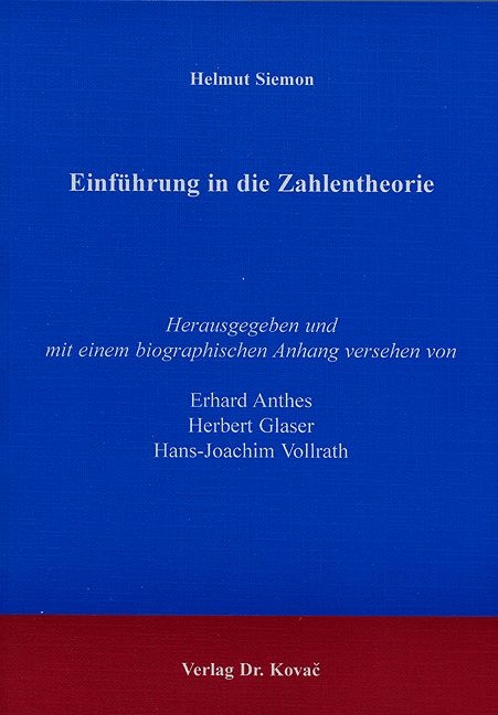 Einführung in die Zahlentheorie - Helmut Siemon