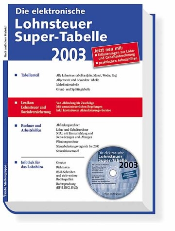 Die elektronische Lohnsteuer Super-Tabelle 2003