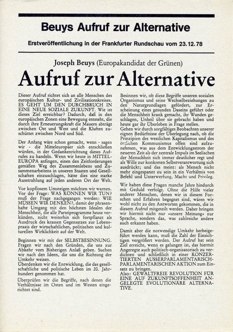 Aufruf zur Alternative - Joseph Beuys