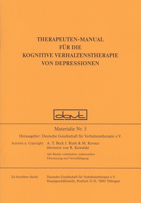 Therapeuten-Manual für die kognitive Verhaltenstherapie von Depressionen