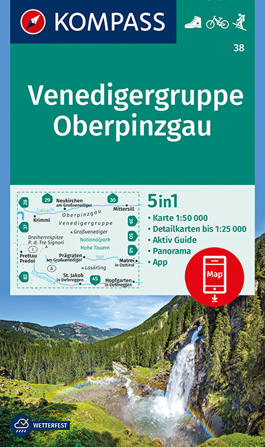 KOMPASS Wanderkarte Venedigergruppe; Oberpinzgau - 