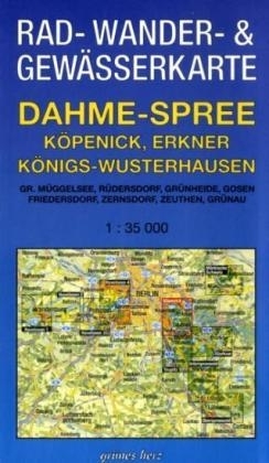 Rad-, Wander- und Gewässerkarte Dahme-Spree: Köpenick, Erkner, Königs Wusterhausen - 