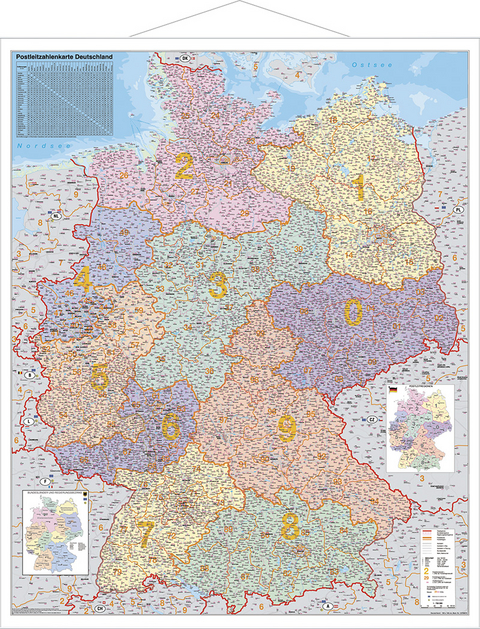 Deutschland Postleitzahlenkarte Großformat - Heinrich Stiefel