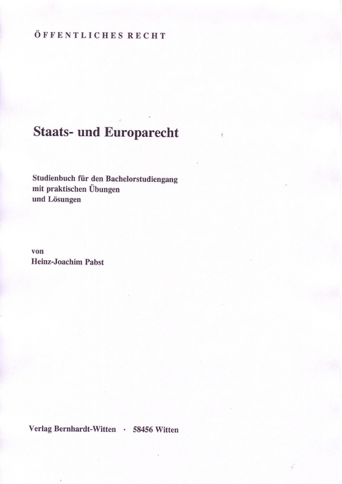 Staats- und Europarecht - Heinz-Joachim Pabst