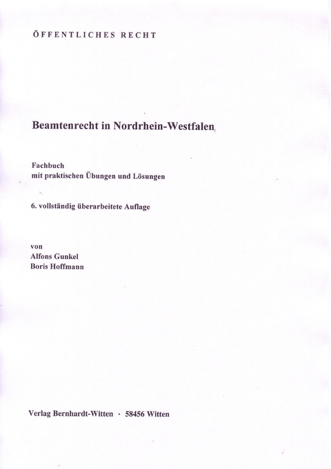 Beamtenrecht in Nordrhein-Westfalen - Alfons Gunkel, Boris Hoffmann