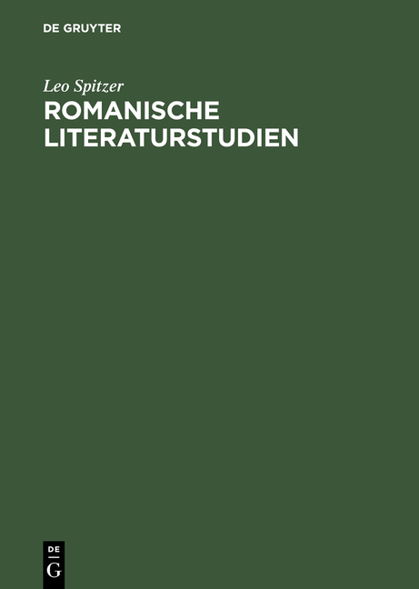 Romanische Literaturstudien - Leo Spitzer