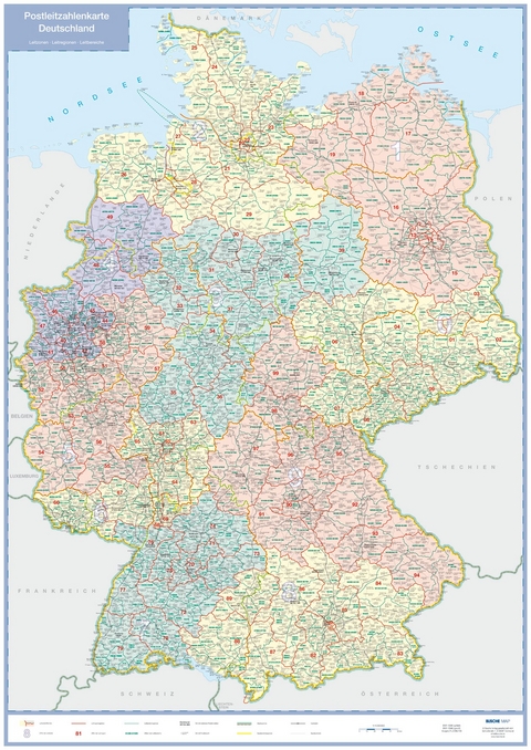 Postleitzahlenkarte Deutschland | ISBN 978-3-89764-058-0 | Bei Lehmanns