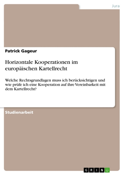 Horizontale Kooperationen Im Europaischen Kartellrecht - Patrick Gageur