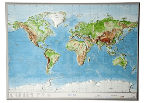 Relief Welt groß ohne Rahmen englisch  (1:53 000 000) - 