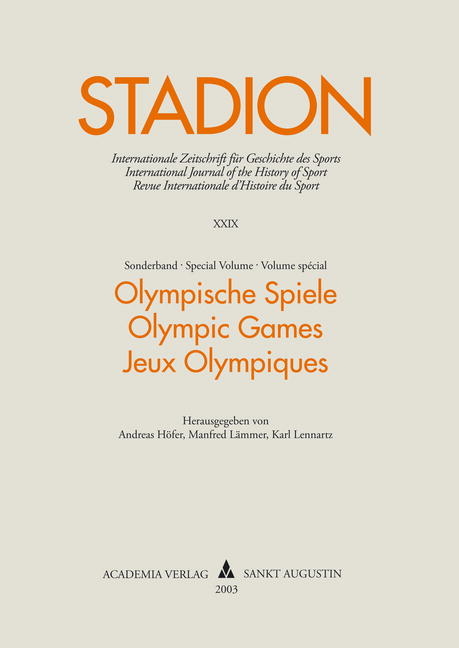 Stadion Band 29(2003) Sonderband. Olympic Games - Olympische Spiele - Jeux Olympiques - 