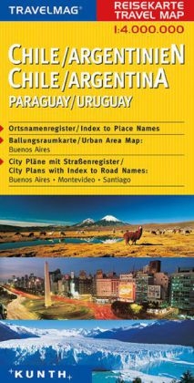 KUNTH Reisekarte Chile, Argentinien, Paraguay, Uruguay 1:4 Mio.