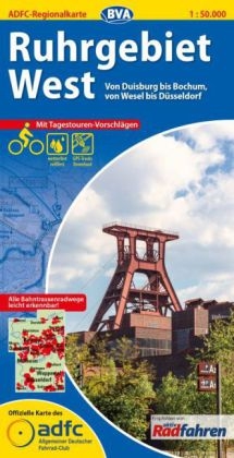 ADFC-Regionalkarte Ruhrgebiet West mit Tagestouren-Vorschlägen, 1:50.000, reiß- und wetterfest, GPS-Tracks Download