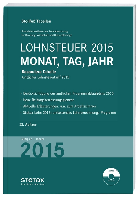 Tabelle, Lohnsteuer 2015 Monat, Tag, Jahr