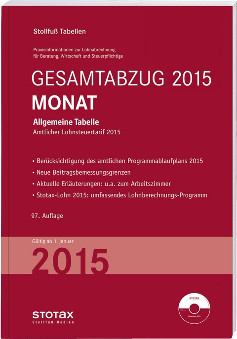 Tabelle, Gesamtabzug 2015 Monat