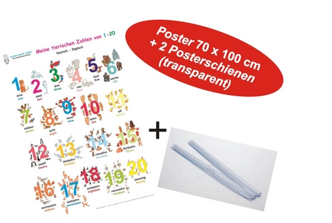 Meine tierischen Zahlen von 1-20 deutsch/Englisch + Posterschienen - Helga Momm