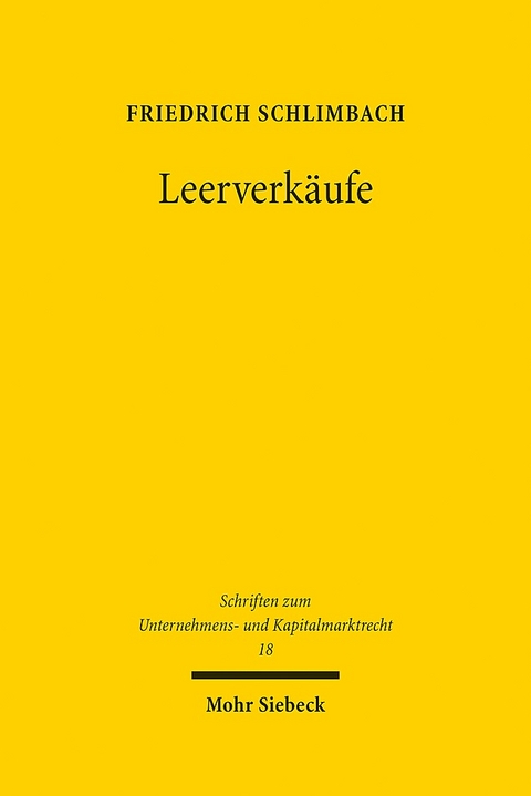 Leerverkäufe - Friedrich Schlimbach