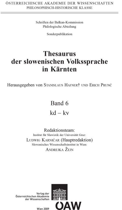 Thesaurus der slowenischen Volkssprache in Kärnten, Band 6 - 