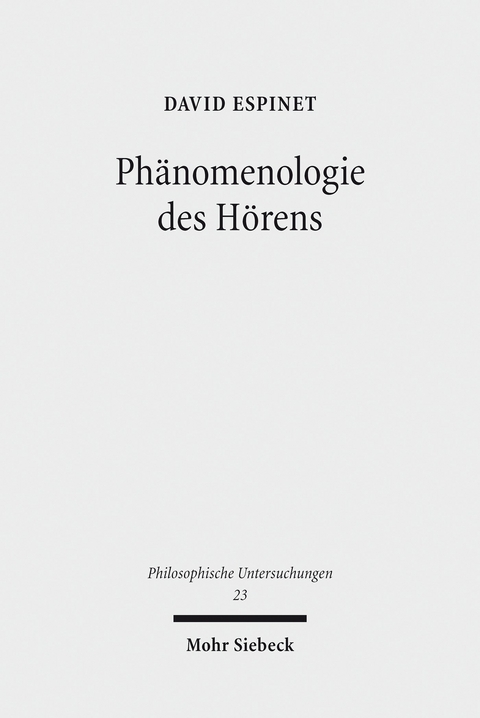 Phänomenologie des Hörens -  David Espinet