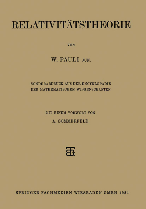 Relativitätstheorie - W. Pauli