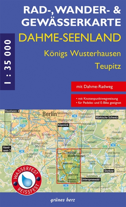 Rad-, Wander- und Gewässerkarte Dahme-Seen: Königs Wusterhausen, Teupitz