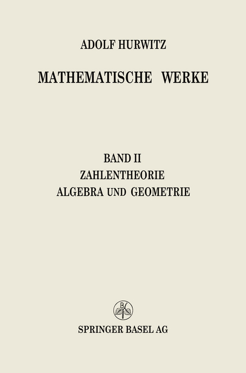 Mathematische Werke - Adolf Hurwitz