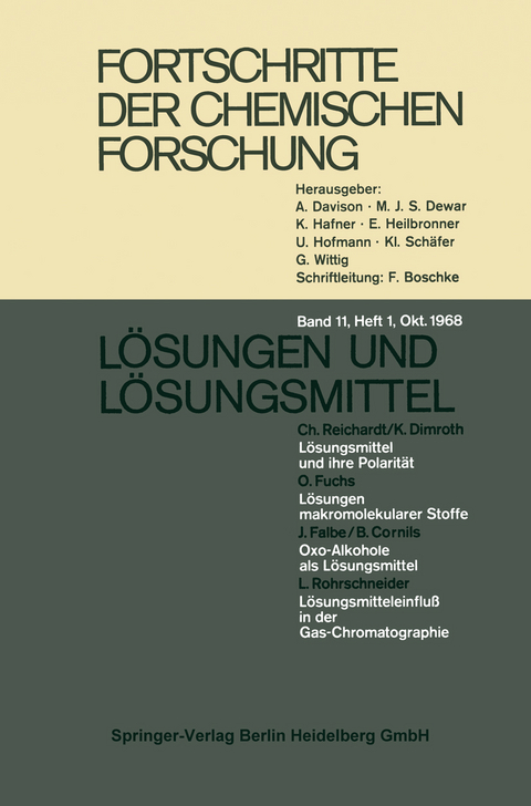 Fortschritte der chemischen Forschung - F. G. Fischer, H. W. Kohlschütter, K L Schäfer