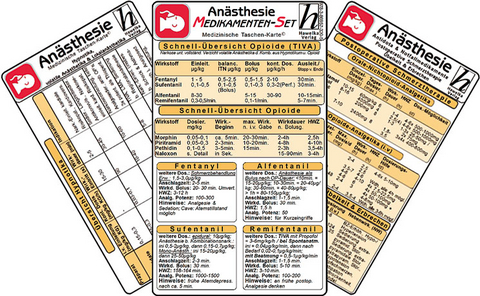 Anästhesie Medikamenten-Set ( 3er-Set ) - Medizinische Taschen-Karte - 