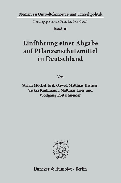 Einführung einer Abgabe auf Pflanzenschutzmittel in Deutschland. -  Wolfgang Bretschneider