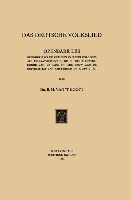 Das Deutsche Volkslied -  B.H. Hooft