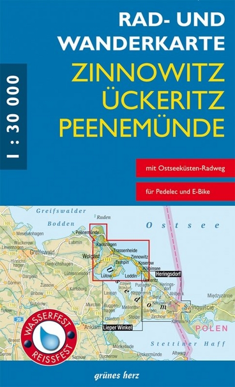 Rad- und Wanderkarte Zinnowitz, Ückeritz, Peenemünde