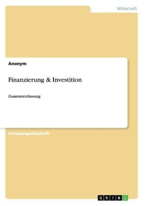 Finanzierung & Investition -  Anonym