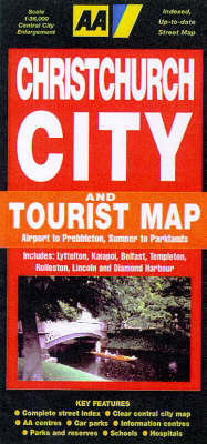 AA Christchurch City and Tourist Sheet Map - Airport to Prebbleton, Sumner to Parklands -  New Zealand Automobile Association