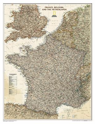 France, Belgium, and The Netherlands Executive, laminated - National Geographic Maps