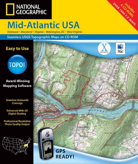 Mid Atlantic USA - Topo! -  Rand McNally,  National Geographic Society