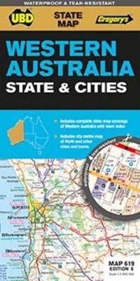 Western Australia State & Cities Map 619 6th ed (waterproof) -  UBD Gregory's